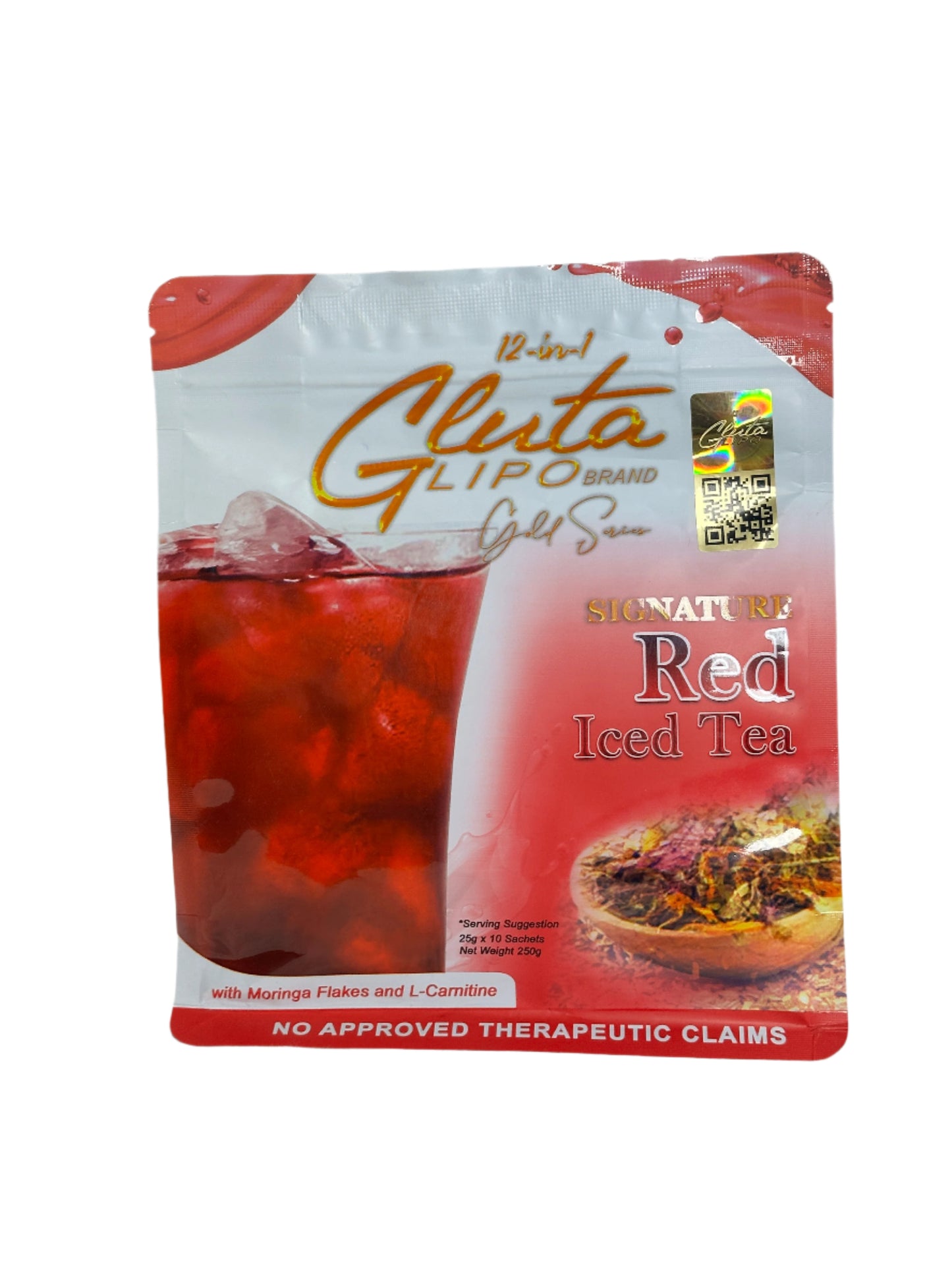 š¹ 12-in-1 GlutaLipo Signature Red Iced Tea With Moringa Flakes, LāCarnitine, Glutathione & More (10 Sachets)