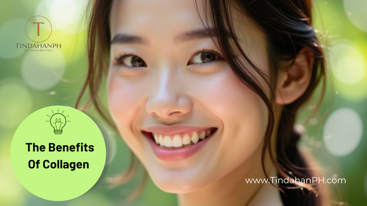 Illustration of collagen benefits for skin, hair, and nails, highlighting anti-aging, hydration, and strength improvements