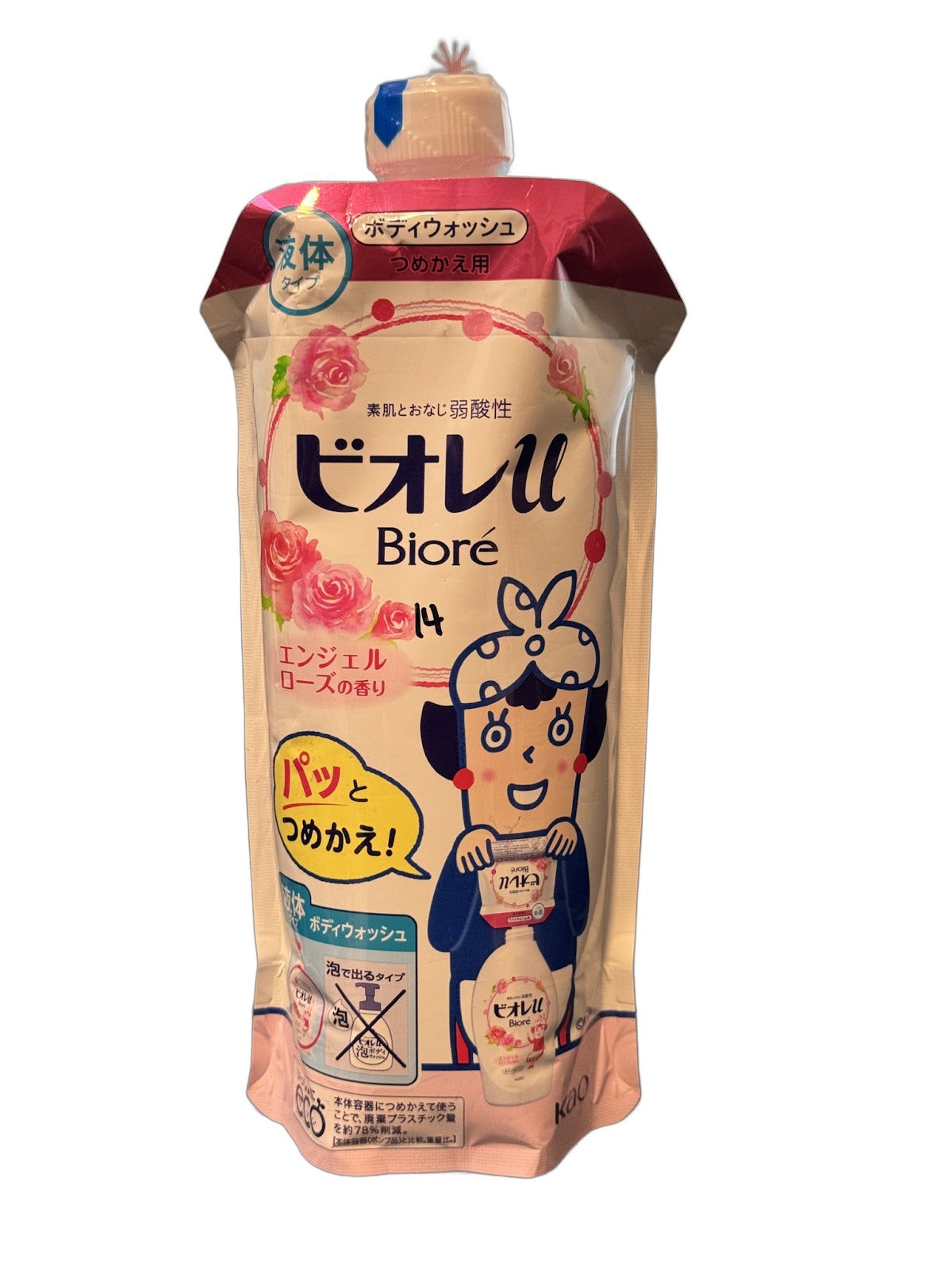 Biore U Body Wash Foam Refill - Angel Rose 340ml