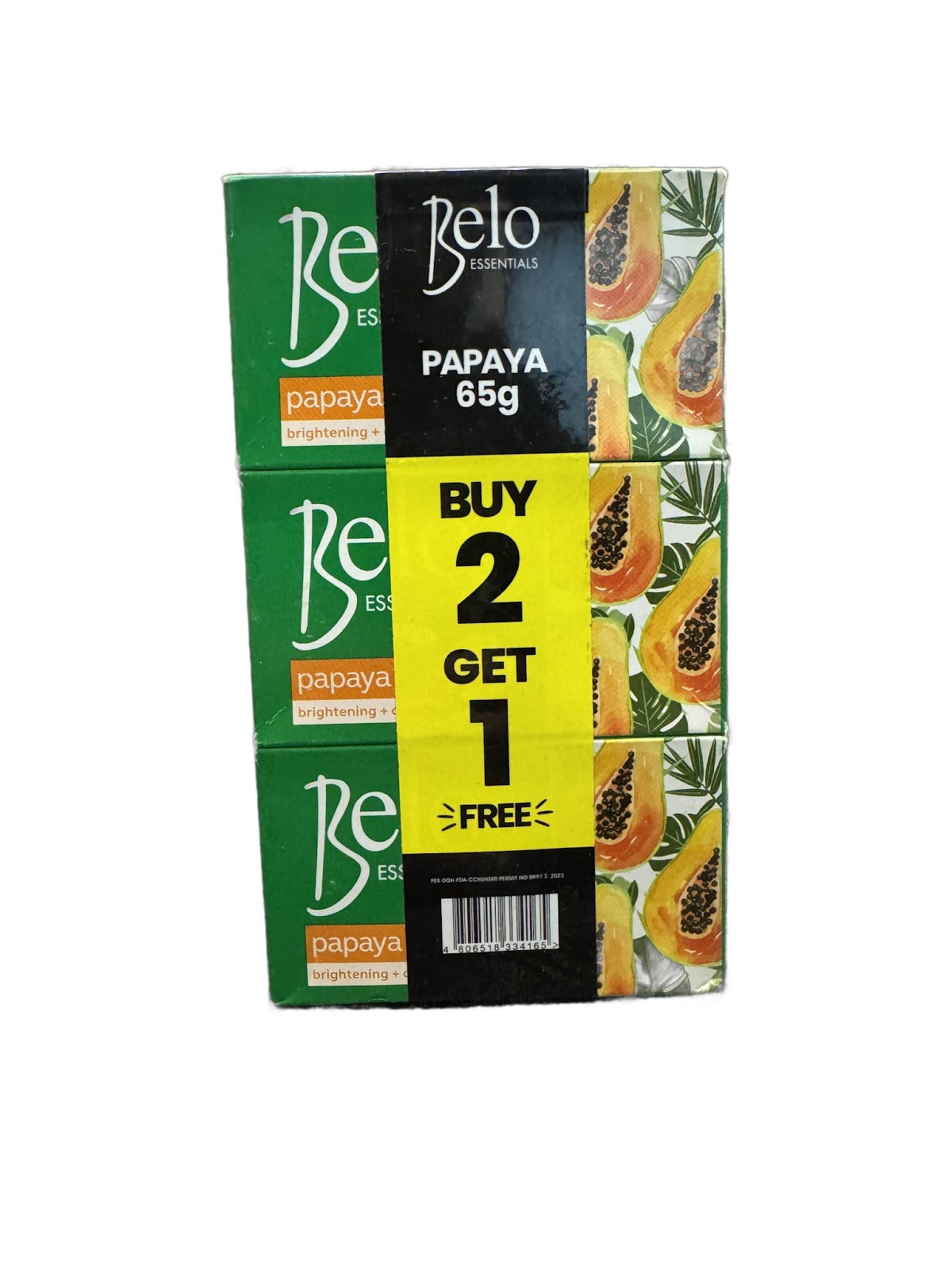 Belo Essentials Papaya Brightening + Clearing Soap 3 x 65g