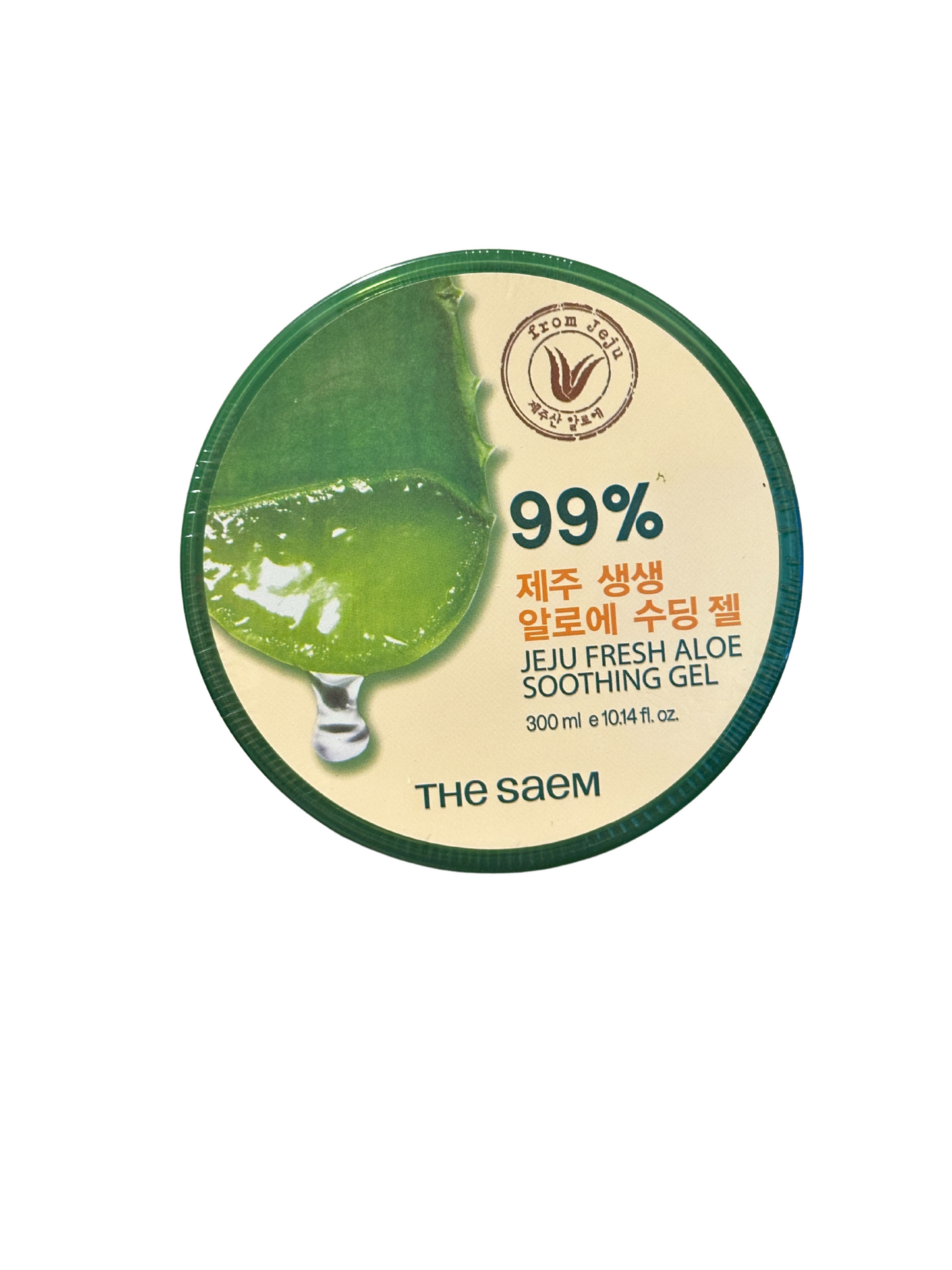 The Saem Jeju Fresh Aloe Soothing Gel tub with 99% aloe extract for skin hydration
